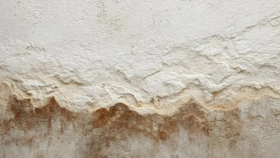 Water-stained textured wall showing moisture damage